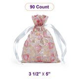 Printed Patterns On Flat Organza Bags 3 1/2 '' x 5 '' Hearts & Swirls Color 30 EACH / PACKAGE
