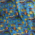 Marine Mixed Fish Blue Poly Cotton Fabric,