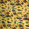 Marine Mixed Fish Yellow Poly Cotton Fabric,