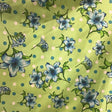 Florals and Polka Dot on Green Poly Cotton Fabric,