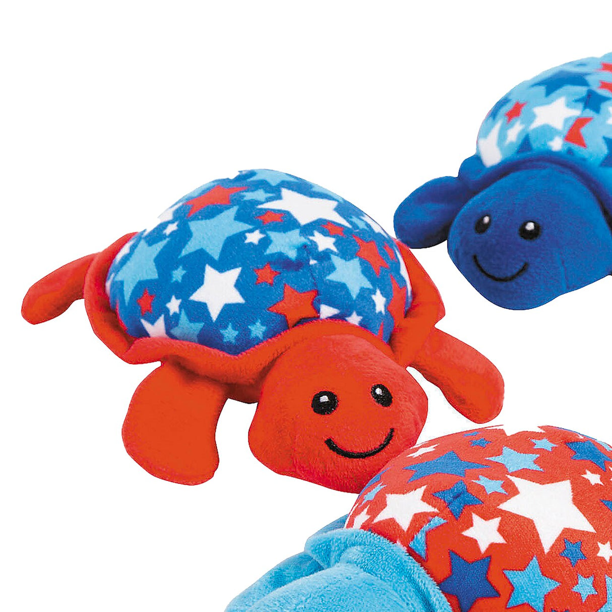 3 1/2" x 6 1/2" Patriotic Stuffed Turtles with Star Shells 12 Pieces