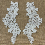 Beaded Corded Floral Lace Applique Pair