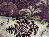 Grenada Damask Upholstery Fabric - Purple, Silver, Gray Damask, 58" Width (1 Yard)