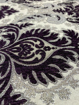 Grenada Damask Upholstery Fabric - Purple, Silver, Gray Damask, 58" Width (1 Yard)