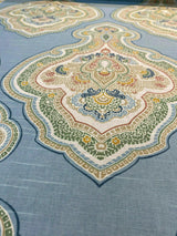 Jennifer Adams Home Laval Horizon Cotton Fabric - Blue, Gold, Light Blue, Pink, Sage, Tan, White Damask, 58" Width (1 Yard)