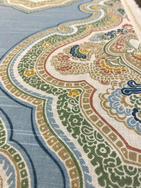Jennifer Adams Home Laval Horizon Cotton Fabric - Blue, Gold, Light Blue, Pink, Sage, Tan, White Damask, 58" Width (1 Yard)