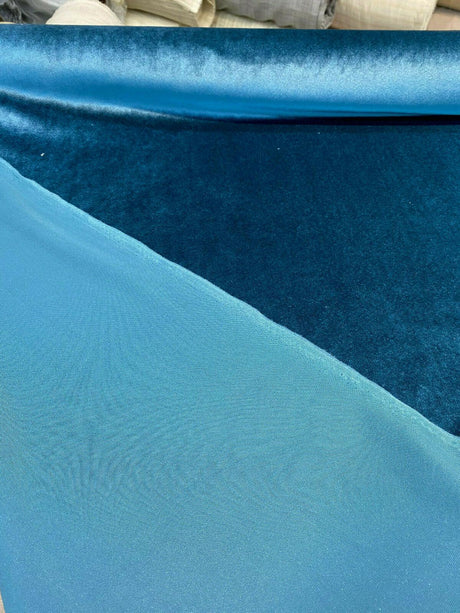 Exclusive Velveteen Polyester Fabric - Teal Turquoise, Velveteen, 60" Width (1 Yard)