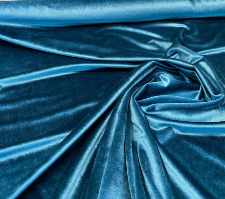 Exclusive Velveteen Polyester Fabric - Teal Turquoise, Velveteen, 60" Width (1 Yard)