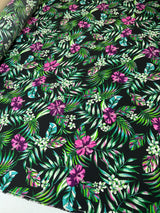 Viscose Crepe Floral Print Green Black