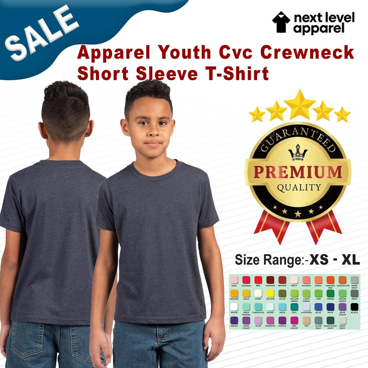 Next Level® Apparel Youth CVC Crewneck Short Sleeve T-Shirt