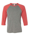 Bella + Canvas Unisex Three-Quarter Sleeve Baseball Tee