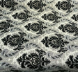 Grenada Damask Black Silver Upholstery Fabric - Black, Silver Damask, 58" Width (1 Yard)