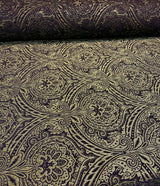 Medellin Damask Upholstery Fabric - Purple Gold Damask, 58" Width (1 Yard)