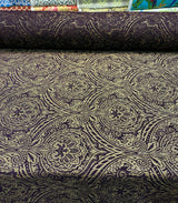 Medellin Damask Upholstery Fabric - Purple Gold Damask, 58" Width (1 Yard)