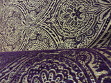 Medellin Damask Upholstery Fabric - Purple Gold Damask, 58" Width (1 Yard)
