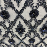 Beaded 3D Floral Lace Fabric