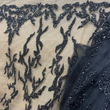 Beaded Lace Fabric on Polyester Net Mesh 52" Wide