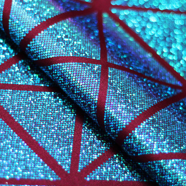 Laser Tag Foil Nylon Spandex Fabric - Assorted Colors, Geometric Hologram, 58/60" Width (1 Yard)