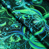 Flourish Fantasy Nylon Spandex Fabric - Multi-Color Floral Print, 58/60" Width (1 Yard)