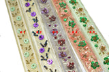 Embroidered Floral Sequins Trim 1.125"