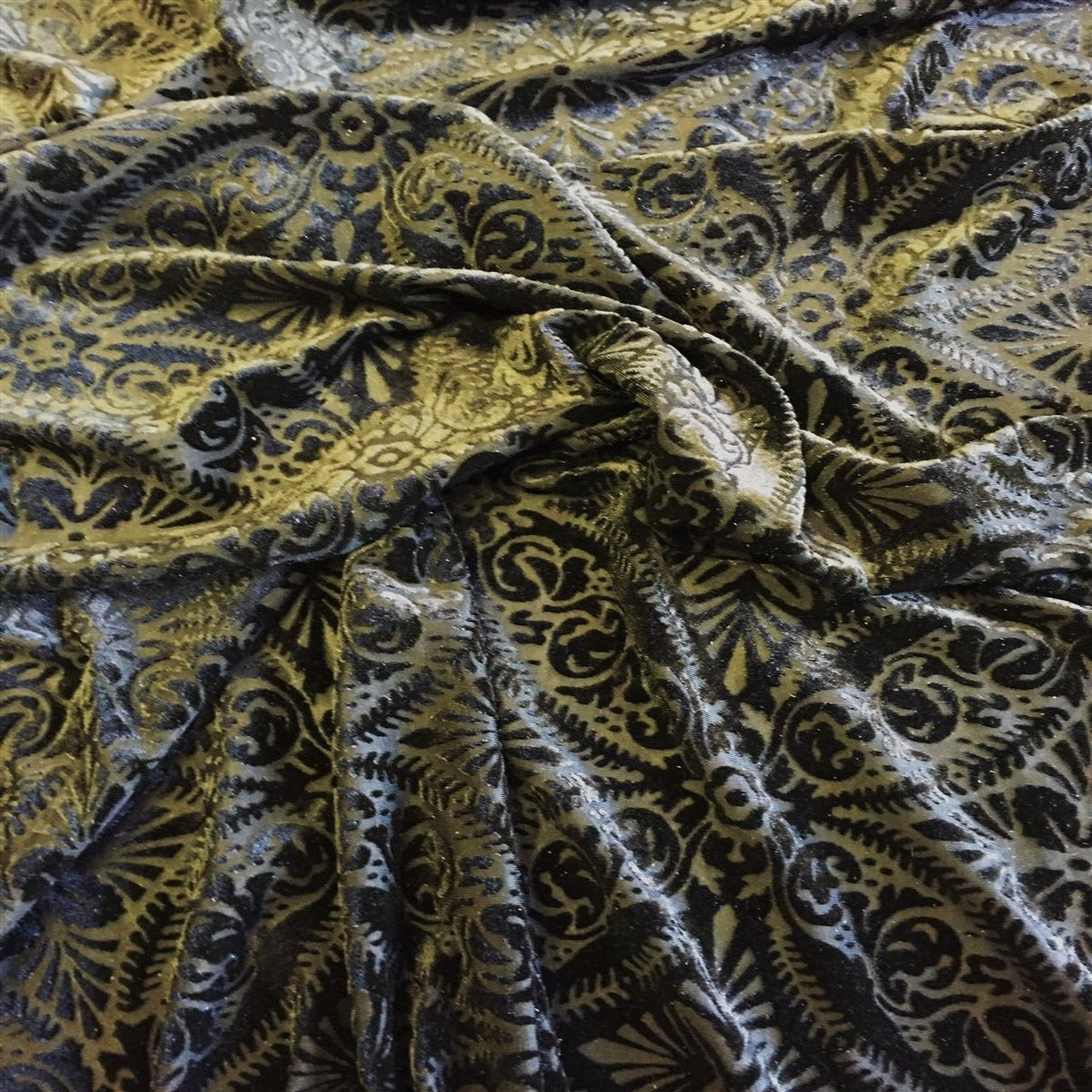 Lili Damask Burnout Stretch Velvet Fabric - Damask Burnout, 58" Width (1 Yard)