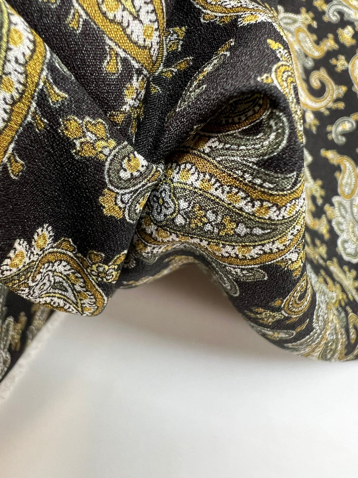 Polyester Crepe Paisley Print Brown Black
