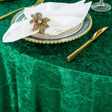 Round Ice Crushed Velvet Tablecloth 132" Emerald Green