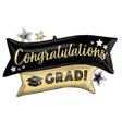 Graduation Foil Balloon 38 Inch Gold & Black