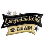 Graduation Foil Balloon 38 Inch Gold & Black