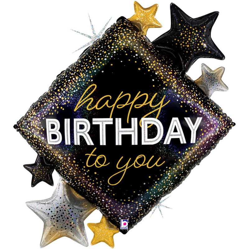 Foil Balloon Happy Birthday Metallic Diamond Stars