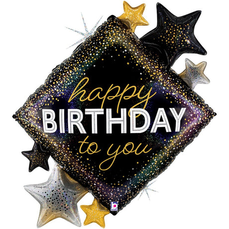Foil Balloon Happy Birthday Metallic Diamond Stars