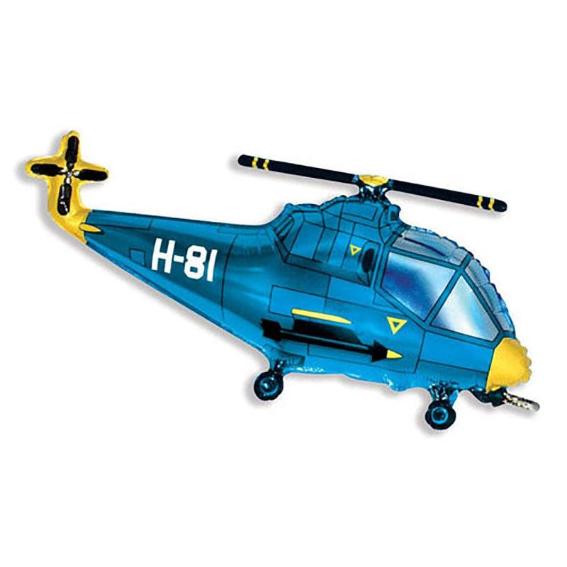 Helicopter Blue Foil Balloon 38 Inch