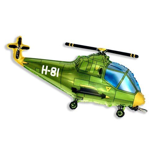 Helicopter Green Foil Balloon