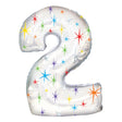 Foil Balloon Number 2 Multi-Colored Sparkle