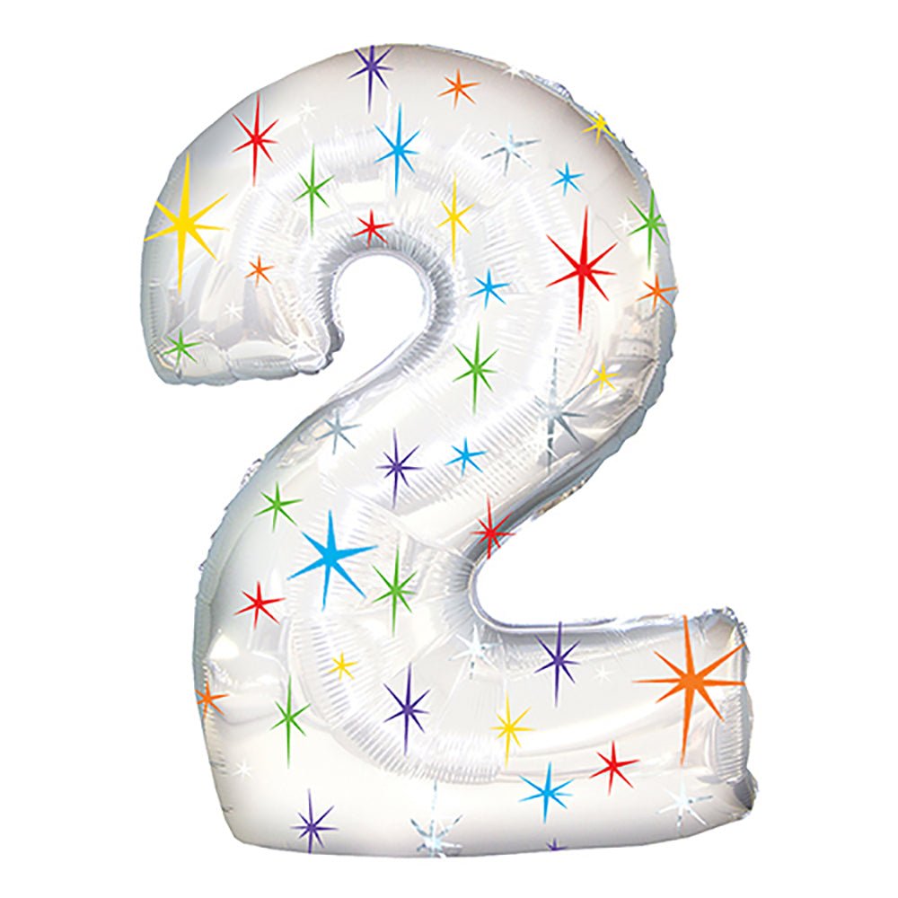 Foil Balloon Number 2 Multi-Colored Sparkle