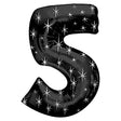 Foil Balloon Number 5 Black Sparkle
