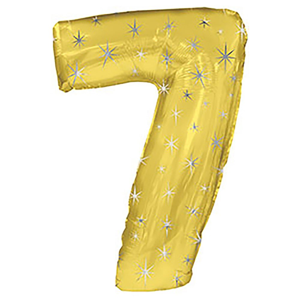 Foil Balloon Number 7 Gold Sparkle