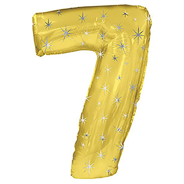 Foil Balloon Number 7 Gold Sparkle