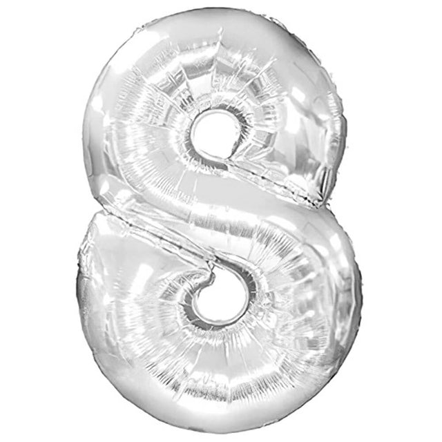 Foil Balloon Number 8 Silver 38 Inch