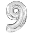 Foil Balloon Number 9 Silver 38 Inch