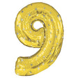 Number 9 Gold Sparkle Foil Balloon