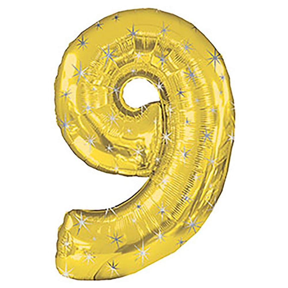 Number 9 Gold Sparkle Foil Balloon