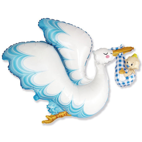 Baby Boy Foil Balloon 38 Inch Stork
