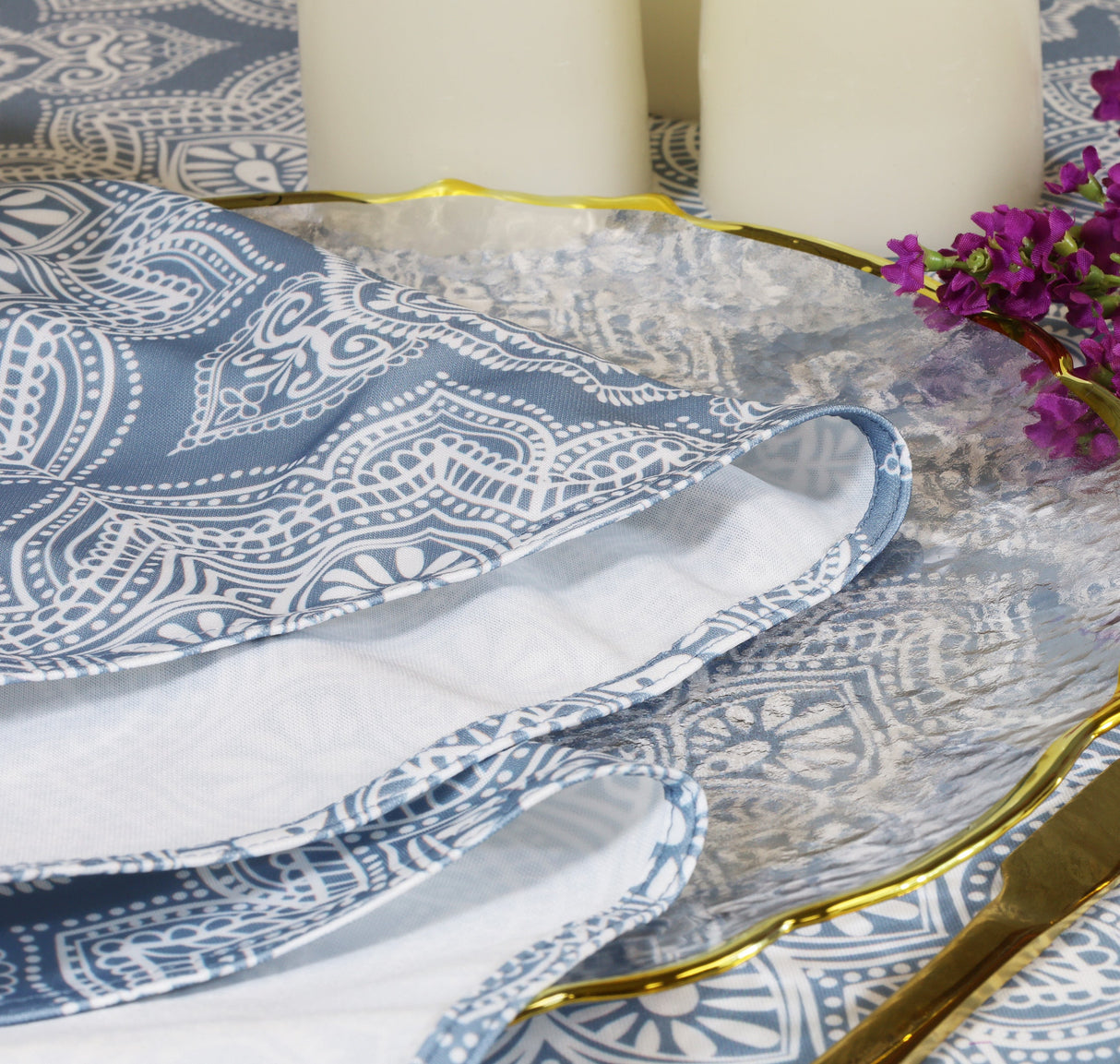 Rectangular Scuba Tablecloth 90x156 Dusty Blue