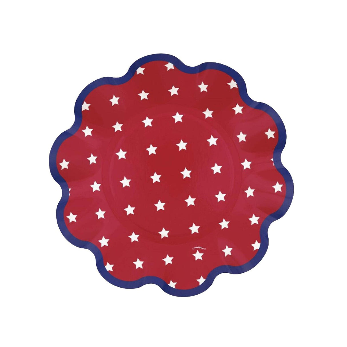 Peppy Patriotic Ruffled Edge Shaped Dessert Plate 8ct