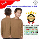 RADYAN® Toddler Fine Jersey Crewneck Long Sleeve Tee - 3302