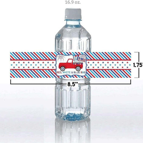 AmandaCreation Red, White & Blue BBQ Water Bottle Wrappers 20 Pieces