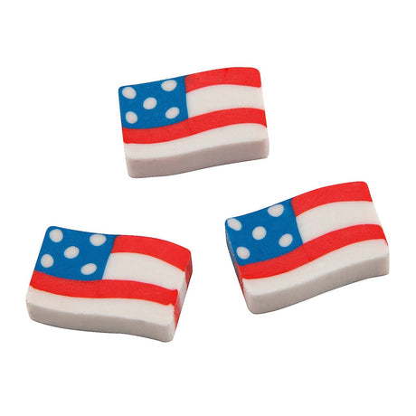 3/4" x 1/2" Bulk 144 Pc. Mini Patriotic USA Flag Rubber Erasers