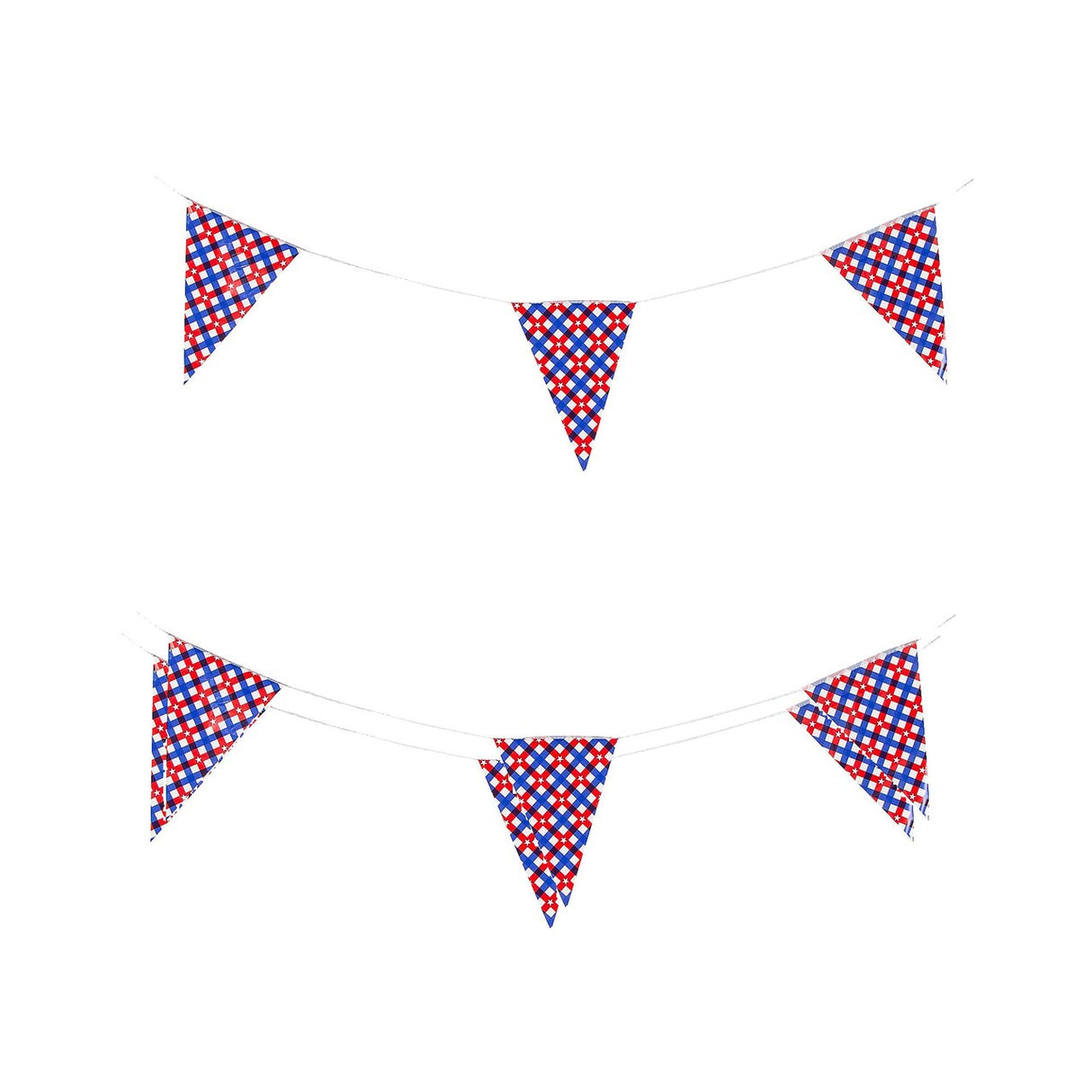 100 ft. x 14" Patriotic Gingham Plastic Pennant Hanging Banner Decoration