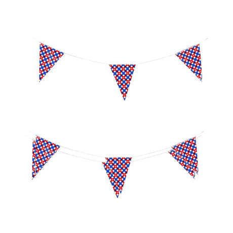 100 ft. x 14" Patriotic Gingham Plastic Pennant Hanging Banner Decoration